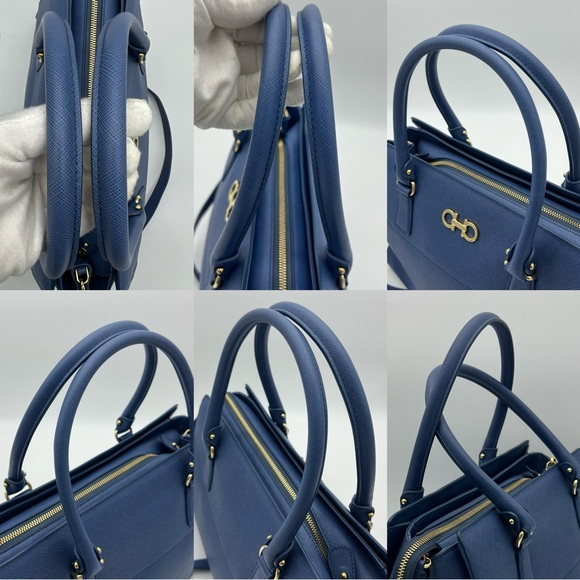 Authentic Salvatore Ferragamo Gancini blue Becky satchel - Picture 10 of 17